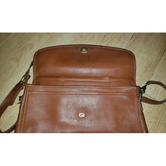 Coach Lexington Briefcase with Strap Tan Leather Vintage 90s Brass Turnlock - Picture 8 of 10